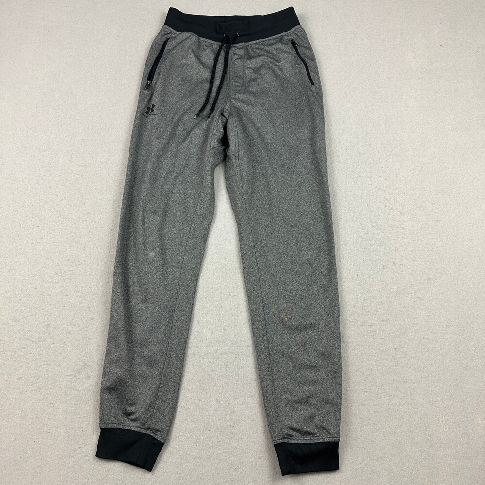 Under Armour Pants Men Small Gray Jogger Fitted Tapered Loose Drawstring S *
